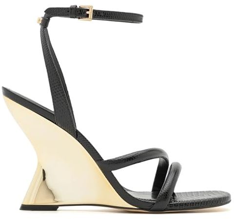 Michael Kors Nadina Sandalen mit Keilabsatz aus schwarzem Leder - 40R4NDHS 1E001 - Gr, Schwarz , 38.5 EU