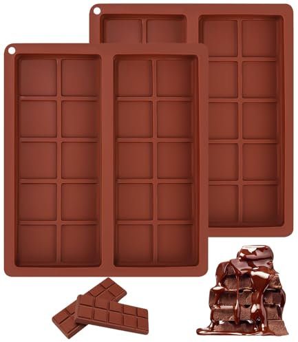 TIDEVAN Moules à Chocolat Silicone 2 Pièces Antiadhésifs DIY pour Barre de Chocolat, Bonbons et Desserts