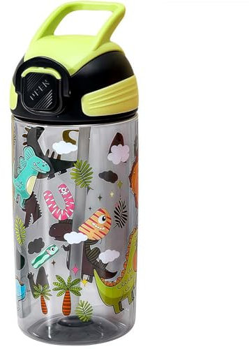 MHwan Botella Agua Niños, 550ml Robusta e Irrompible, Botella con Pajita Niños, Sin BPA, Hermosa Cantimplora Infantil Adecuada para Viajes Escolares, Portátil Botellas de Agua para Niños