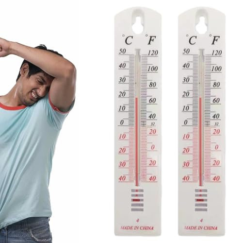 2 Stück Thermometer Analog, Analoges Innen Außen Thermometer Hohe Genauigkeit Raumtemperatur Innen Außenthermometer Wandmontage Thermometer Gartenwand Temperaturmesser Für Innen Und Außen Garten