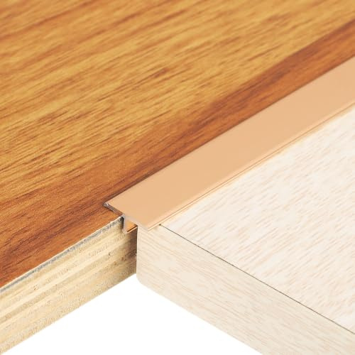 sourcing map 3Pcs 2.9ft x 0.47 t Molding Floor Transition Strips, Aluminium Alloy Vinyl Flooring Gap Trim for Joining Laminate Planks Tiles Floor Gaps, Gold