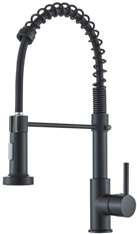 Zamery Schwarz Wasserhahn Küchenarmatur Hochdruck mit Herunterziehen Brause Mischbatterie Küche mit 2 Strahlarten Küchenarmaturen 360° schwenkfunktion zusätzliche mischdürse