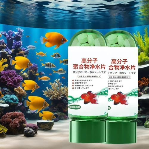 Wasserreinigungstablette, 2 leistungsstarke Aquarium-Wasserreinigungstabletten, für Aquarium-Wasserreinigungstabletten