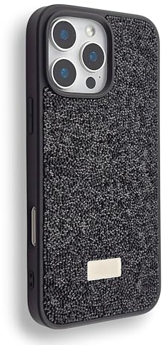 Premium Glittery Faux Diamond Stone Sparkle Phone Case Compatible with iPhone 16 Mobile Phones (Non-Magnetic, Black, iPhone 16 Pro Max)