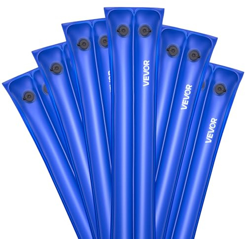 VEVOR Pool Cover Water Bags, 6 Packs 8 Ft, Double Chamber Pool Cover Water Tubes, 0.4mm Thick PVC Bags Weights with Leakproof Screw Cap, for Inground Swimming-Pool Covers Winter Closing, Blue
