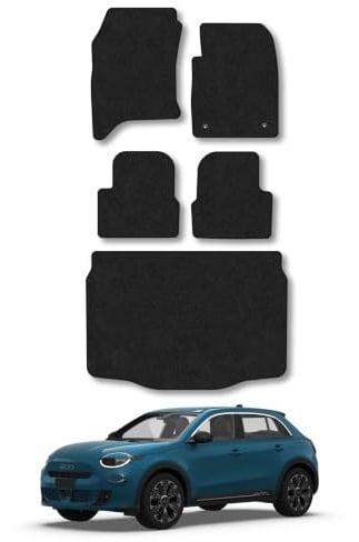 Fiat 600 (2023+) Carpet Car Mats | Black Edge Trim Tailored Fit Floor Mats Full Coverage Protection Accessories Easy Clean Anti Slip Made in the UK