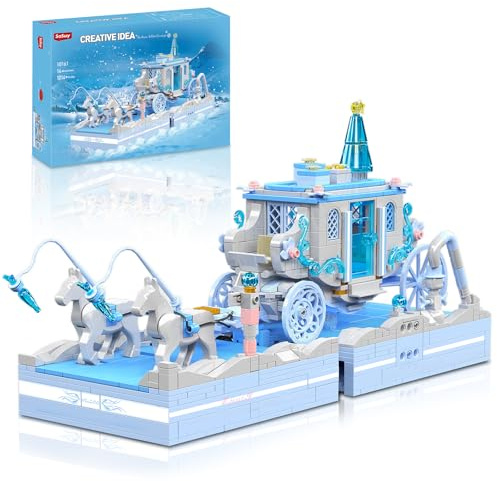 Sosuy Märchen Kutsche Baukasten – 1214+ Teile Prinzessin Schloss Wagen, Kreatives Geschenk für Kinder & Teens, Mädchen