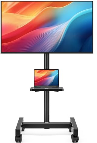 Hemudu Mobile TV Stand on Wheels for 13-50 inch LCD/LED TVs, 8 Height Adjustable Rolling TV Floor Stand Portable TV Cart up to 20 kg, Max VESA 200x200 mm