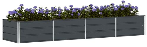 vidaXL Pflanzkübel Anthrazit 320 x 80 x 45 cm Stahl, Garten und Terrasse, moderner, haltbarer Blumentopf für drinnen, draußen, schick, Pflanzenhalter, Deko