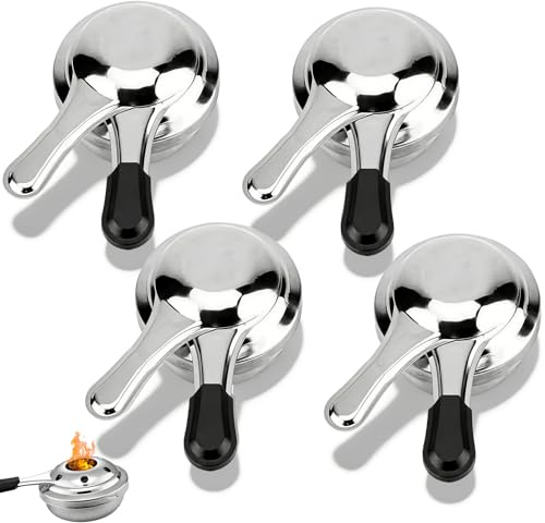 SNSYGN 4 contenitori per pasta combustibile con coperchio, in acciaio inox, bruciatore per fonduta portatile, per pasta combustibile, accessori a buffet, fonduta