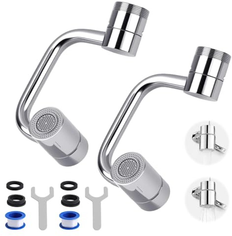 yolzhxe 2 Pièces 1080° Rallonge Robinet Cuisine avec 2 Types de Jet | Universel Embout Robinet Rotatif, Multifonctionnel Rallonge Robinet, Pivotant Mousseur, pour Cuisine et Salle de Bain