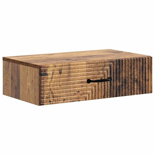 Beistelltisch zur Wandmontage mit Schublade aus Holz, minimalistisches rechteckiges Design, 59 x 34,5 x 17 cm, ideal für kleinen Raum als Nachttisch oder elegante Wandaufbewahrung