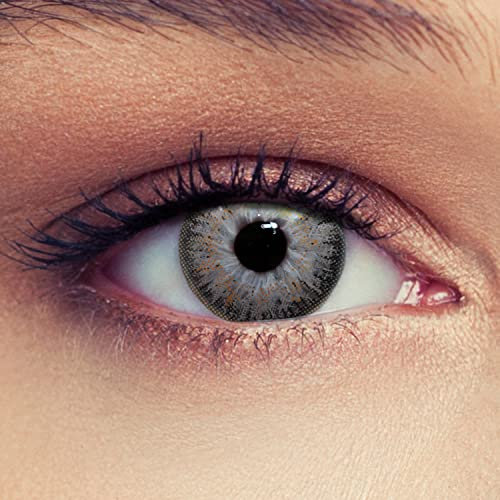 DESIGNLENSES, Lenti a contatto colorate grigio senza gradazione/0.00 diottrie - lenti mensili morbide - colori decente e molto naturali True Grey