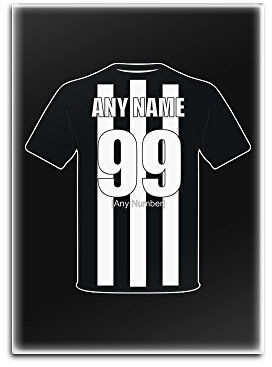 Personalised Gift - Newcastle Glass Fridge Magnet (Football Club Design Theme, Colour Options) - Any Name/Message on Your Unique Magpies Toon Geordies