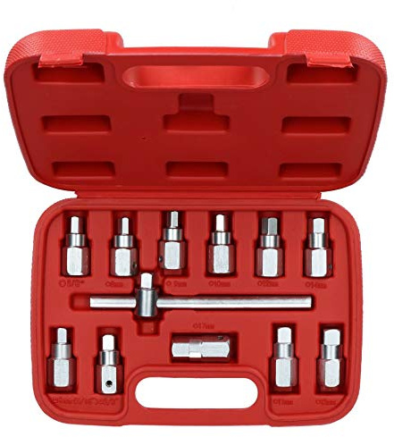 US PRO 12pc Drain Plug Key Socket Set Axle Oil Sump Spanner 3/8 Drive 3096