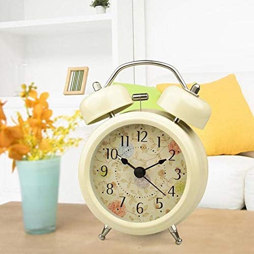 dongzhifeng Alarm Clocks Bedside Non Tickingbedside Mainpoweredlovely Designed Desktop Classic Metal Vintage Quartz Home Table Watch Yellow