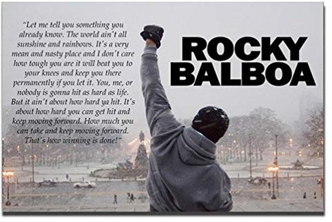 Rocky Balboa Leinwanddrucke Kunst Sprachmotivation Hoffnung Zitat Groß Kunstwerk Boxing Sylvester Stallone Grey Leinwand Poster Wohnzimmer Dekoration Wandkunst, Ungerahmt,50×75cm