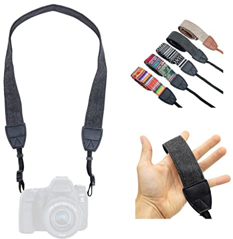 Lens-Aid – Sangle Appareil Photo – Courroie de Cou et d'épaule, Bandoulière Design Moderne, Tissu en Toile, Idéal pour Les appareils Photo Canon, Nikon, Sony, Fujifilm, Olympus, Leica (Anthracite)