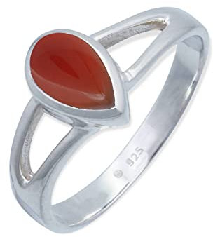 Ring 925 Silber Karneol orange roter Stein Edelstein echt Silber Damen Sterling Silber Geschenk (MRG-181-16-(56))