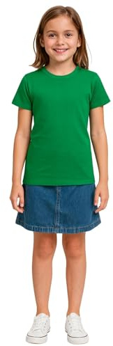 Girls Cotton T Shirt Plain Crew Neck Casual Fashion Top Everyday Wear | Soft Feel Tee Lightweight Breathable Stylish Trendy Wardrobe Essential