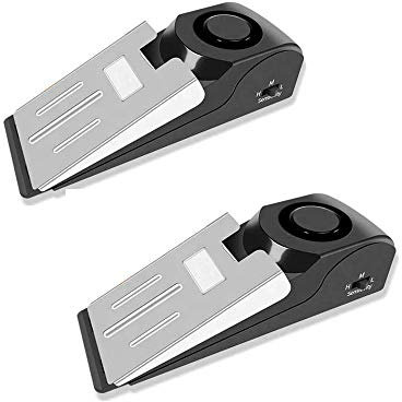 Door Stop Alarm, Upgraded Wedge Door Stop Security Alarm Portable 120 dB Loud Siren Door Stopper Security Door Wedge Intruder Alert for Travel Home Apartment House - 2 Packs