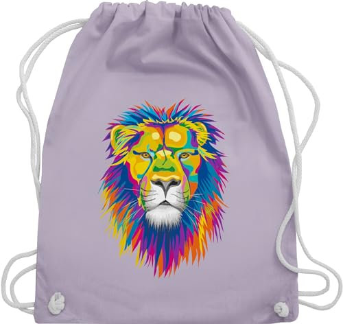 Shirtracer Turnbeutel Rucksack - Dschungel Deko Wildnis - Löwe Lion - Unisize - Pastell Lila - beutel kinderrucksack tiere mit tiermotiven bunt tasche tier bunter beuteltasche tiermotiv animal print