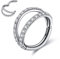 JSDDE Chirurgenstahl Nasenring Clicker 16G Septum Segmentring mit Kristall Doppelschicht Creolen Hinged Ohrringe universal Piercing für Helix Tragus Knorpel Lippen Ohr Daith 8mm (SIlber)