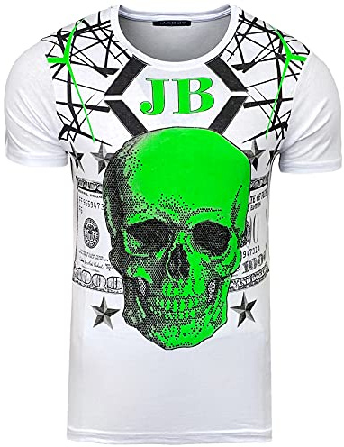 Baxboy Herren Allover Print Rundhals Kurzarm T-Shirt Baumwolle Shirt Special RD-1828, Farbe:2306_Weiss, Größe:L