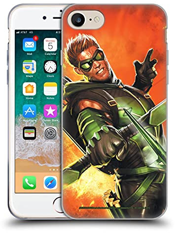 Head Case Designs Offizielle Justice League DC Comics Neu 52 Bd. 1 Grüner Pfeil Comic-Kunst Gelhülle [Militärischer Grad] Kompatibel Mit Apple iPhone 7/8 / SE 2020 & 2022 Und Kompatibel Mit MagSafe