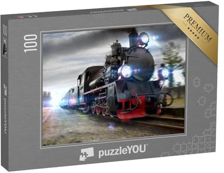 puzzleYOU: Puzzle 100 Teile „Rauchende Dampflok“ – aus der Puzzle-Kollektion Lokomotive