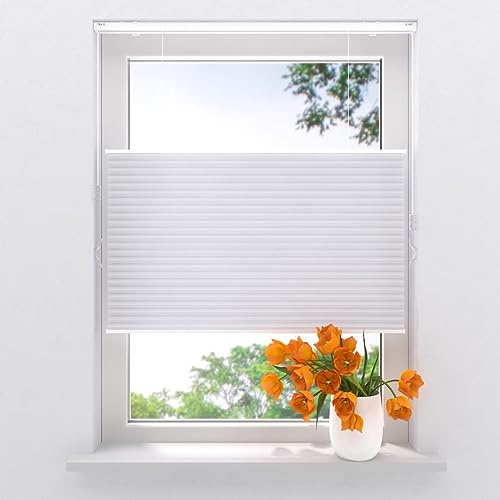 DTCH® Wabenplissee mit Bohren Blickdicht 70 x 175 cm (BxH) weiß, Größen von 40 bis 180 Breite, Separate Klemmhalterungen zusätzlich bestellbar, plissee waben