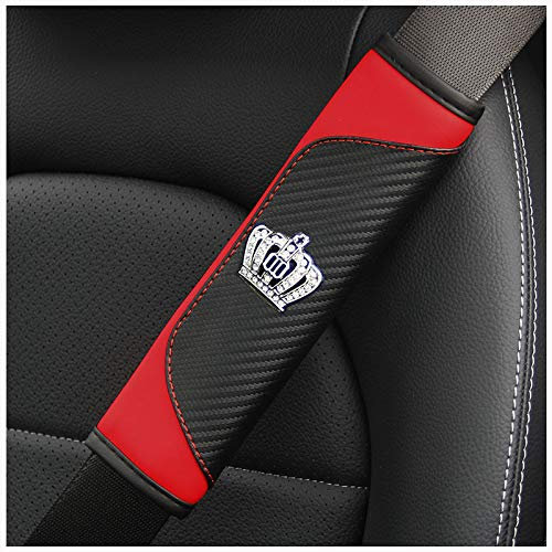 2 Stücke Bling Bling Auto Schulterpolster,PU Leder Kristall Strass Glitzer Autositz Gurtpolster Sicherheitsgurt Schulterpolster Gurtschoner Schulterkissen Auto Dekor Zubehör für Frauen,Schwarz Rot
