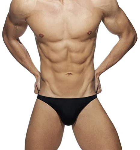 ORANDESIGNE Badeslip Herren Eng Hosen Badeshorts Kurz Druck Schwimmhose Stretch Slip Sexy Schnelltrocknend Schwimmshorts mit Pad Badepants Sommer Shorts Kurze Badehose Strandkleidung H Schwarz L