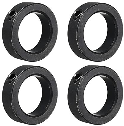 sourcing map 4 Pack Schachtbund Wellensicherungsring Stellringe 25mm Karbonstahl Set Stil Klemmen Halsketten Schwarz