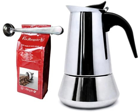Nerthus FIH 1138 set cafetera italiana acero inoxidable inducción 6 tazas cuchara y pinza para café