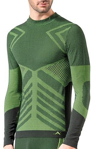 Risalti T Shirt Homme Thermique Manches Lounges Pull à Col Roulé Energy - sous Vetement Homme Thermique élastiques, Haut Thermique Homme Respirants, Tshirt Homme sans Couture - Made in Italy