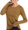 VUTRU Damen Laufshirt Langarm Sportshirt Schnell Trocken Fitness Yoga Top mit Daumenloch braun M