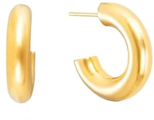 Brandlinger ® Statement Ohrringe. Chunky Creolen groß und breit. Schmuck Damen vergoldet mit 18 Karat (Silber und Gold) für Frauen und Mädchen. Durchmesser der Creolen 20mm.