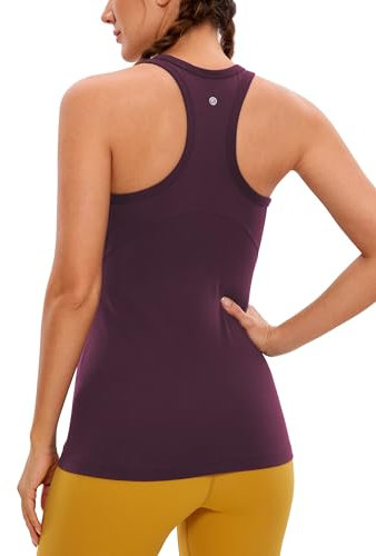 CRZ YOGA Damen Butterluxe Racerback Yoga Tank Top Sport Ärmelloses Oberteile High Neck Running Tanktops Fitness Sporttop Dunkellila 38