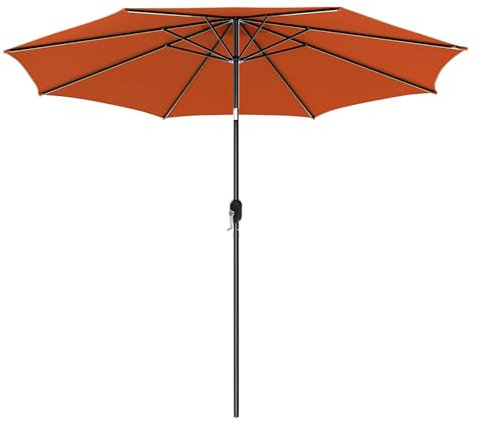 TANGZON 2.7M/3M Tilting Patio Umbrella, Portable Powder-coated Steel Garden Parasol with Crank Handle, Outdoor UV Protective Windproof Sun Shade for Deck Yard Lawn Poolside (3M, Orange)