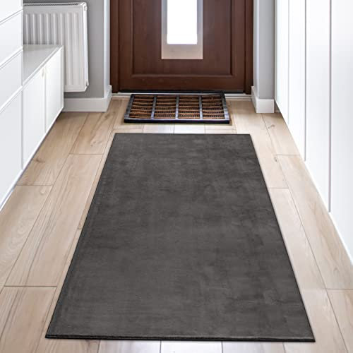 Teppich-Traum Dunkler Designer Kinderzimmerteppich | Fußbodenheizung o.k. | in anthrazit, 80x150 cm