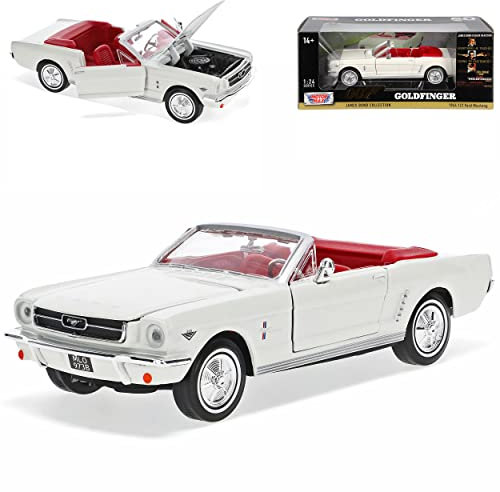 Motormax Ford Mustang 1964 1/2 Cabrio Weiss J. Bond 007 Goldfinger 1/24 Modell Auto