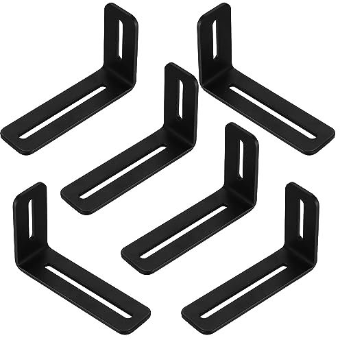 Angolo di fissaggio regolabile con 2 Scanalature Lunghe, 6 Pz Staffe Angolari L per Mobili, Staffa Angolare Regolabile, Supporti angolari rettangolari, (101+60) x30mm / Spessore 3mm