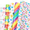 BBLIKE Geschenkpapier Kinder, 5 Blätter Geschenkpapier Geburtstag 70 * 50 cm Tiere gefaltetes Papier für Geburtstag,Ostern,Weihnachten,Schulanfang（Buntes Geschenkpapier für Kinder)