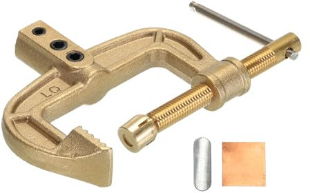 sourcing map 800A Brass G-Shape Ground Welding Earth Clamp C-Clamp T-Handle Maximum Clamping Range 60mm Rod Holder for Welding Machine