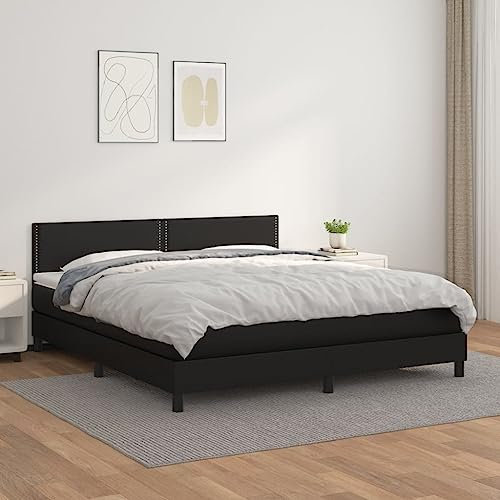 BaraSh Boxspringbett mit Matratze Jugendbett Bett Boxspringbett Betten Bett Mit Bettkasten Schwarz 180x200 cm Kunstleder 3141077