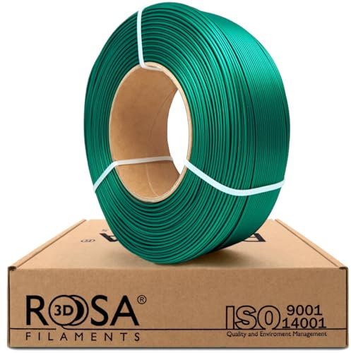 ROSA 3D PLA Starter Filament 1.75 mm für 3D Drucker | Druckmaterialien Leicht Glänzend Bioabbaubar PLA 3D Drucker Filament | 3D Printing Materials | Smaragdgrün Satin Refill 1 kg