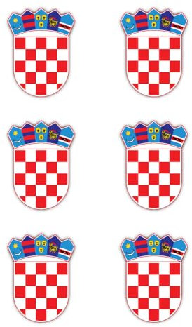 Aufkleber: 50 mm, 6 Stück - Wappen - Kroatien - HR - für Auto, Laptop und mehr