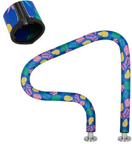 Cubierta para pasamanos de piscina, cubierta de barandilla de alberca, cubierta de riel de piscina de 8 pies, cubierta de agarre antideslizante azul con cremallera para piscina, escalera enterrada,