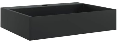 VidaXL Lavabo de Fundición de Mineral/Mármol Negro Mate 50x38x11 cm, Lavabo de Encimera, Lavamanos de Baño, Fregadero